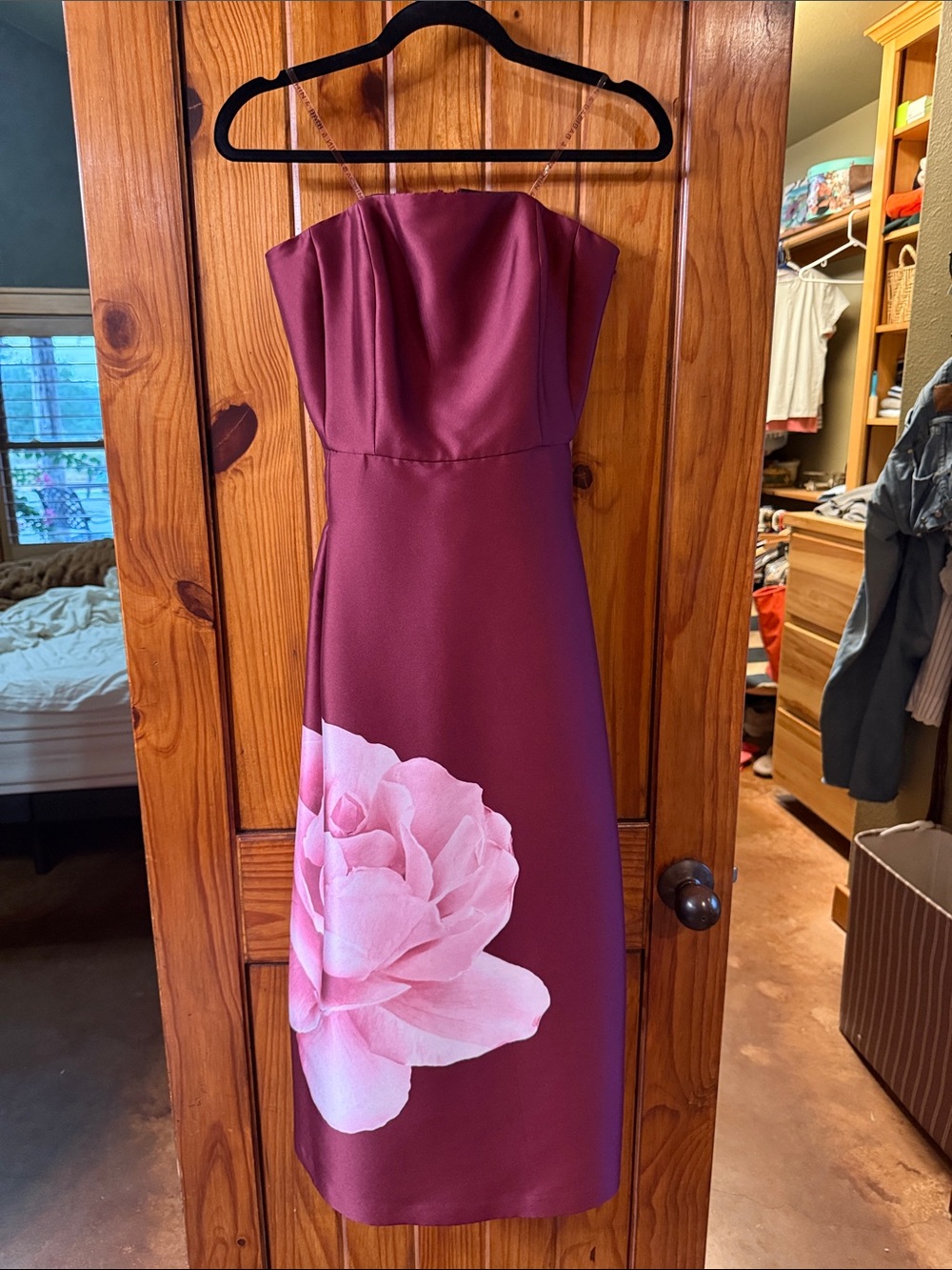 Sachin + Babi Burgundy Midi Dress with Pink Floral